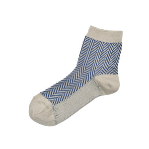 Memeri : giza cotton herringbone socks - navy