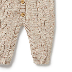 WILSON & FRENCHY - Almond Fleck Knitted Cable Growsuit
