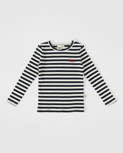Goldie + Ace - LENNI LONG SLEEVES RIBBED STRIPE SKIVVY - NAVY IVORY