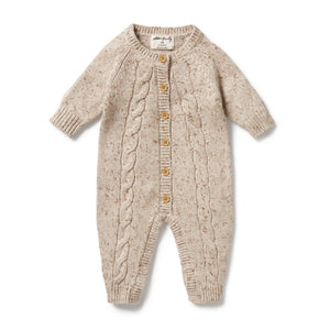 WILSON & FRENCHY - Almond Fleck Knitted Cable Growsuit