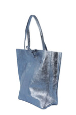 Load image into Gallery viewer, MAISON FANLI - Large Tote Metallic - Blue Jeans
