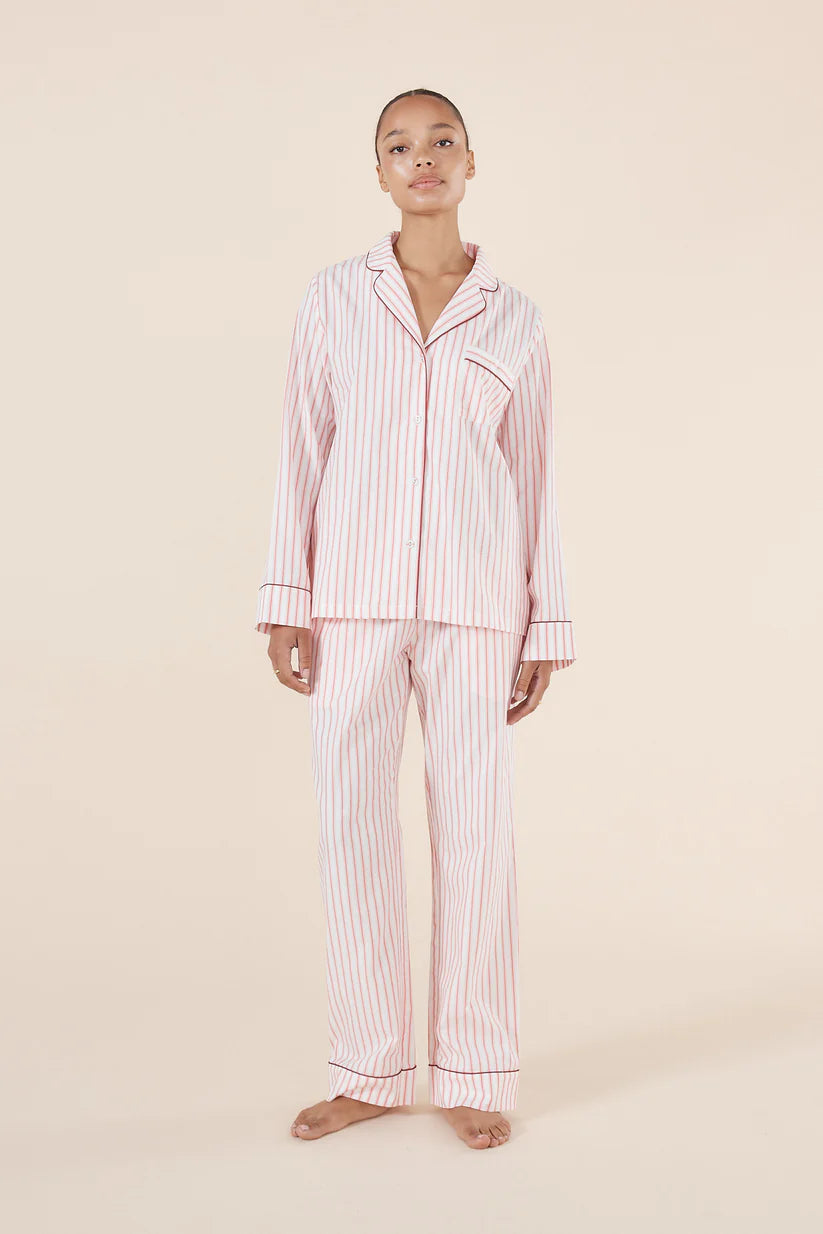 Gingerlilly Octavia Cotton Stripe PJ Burgundy Stripe
