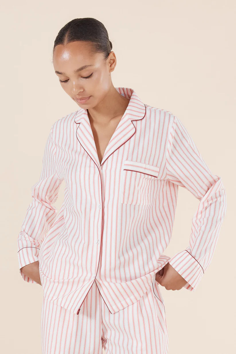 Gingerlilly Octavia Cotton Stripe PJ Burgundy Stripe