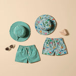 Load image into Gallery viewer, Green Bean Stripe Swim Board Short
