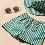 Load image into Gallery viewer, Green Bean Stripe Swim Board Short
