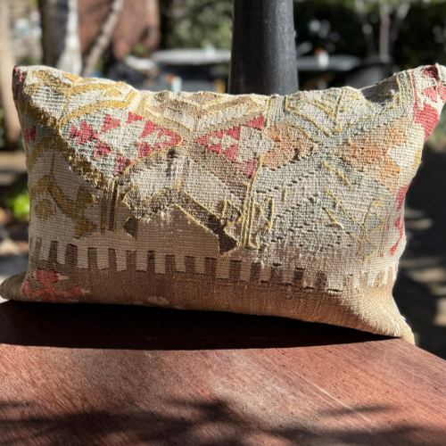 Hand Embroidered Traditional Motif Cushion Cover - 40 x 60 Raw Umber Details