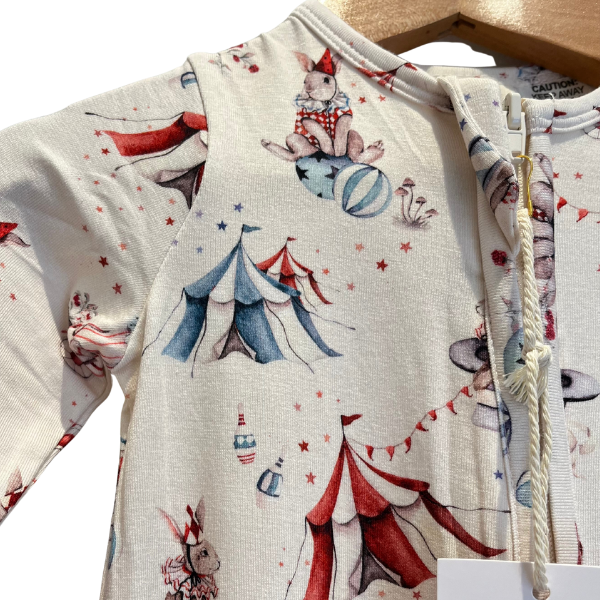 Circus Bunnies Bamboo Zipsuit