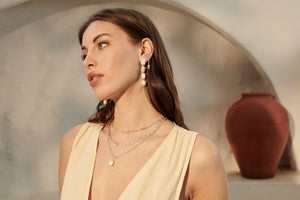MURKANI - Aphrodite Goddess Large Pearl  Earrings in Sterling Silver