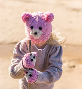Acorn Kids - Bear Face Mittens - Pink