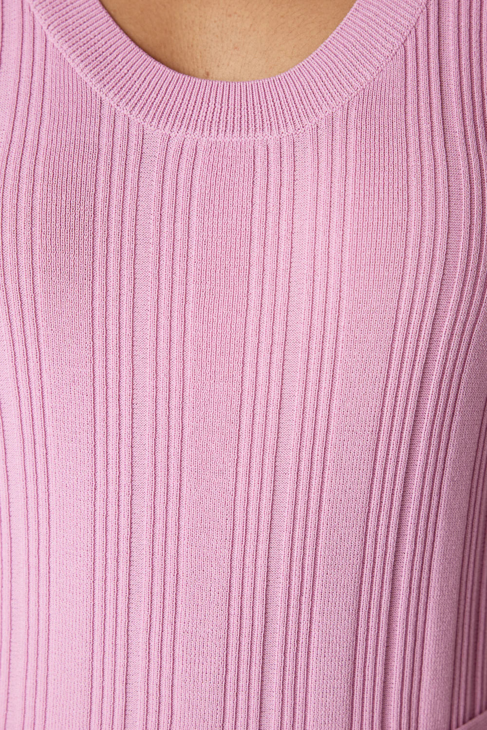 Cable Crepe Rib Singlet - Musk Pink