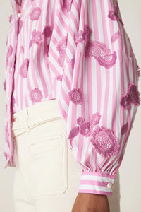 Cable Philly Embroidered Shirt - Pink Stripe