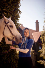 Load image into Gallery viewer, Brushed Pure Cashmere Cardigan - Sapphire Blue
