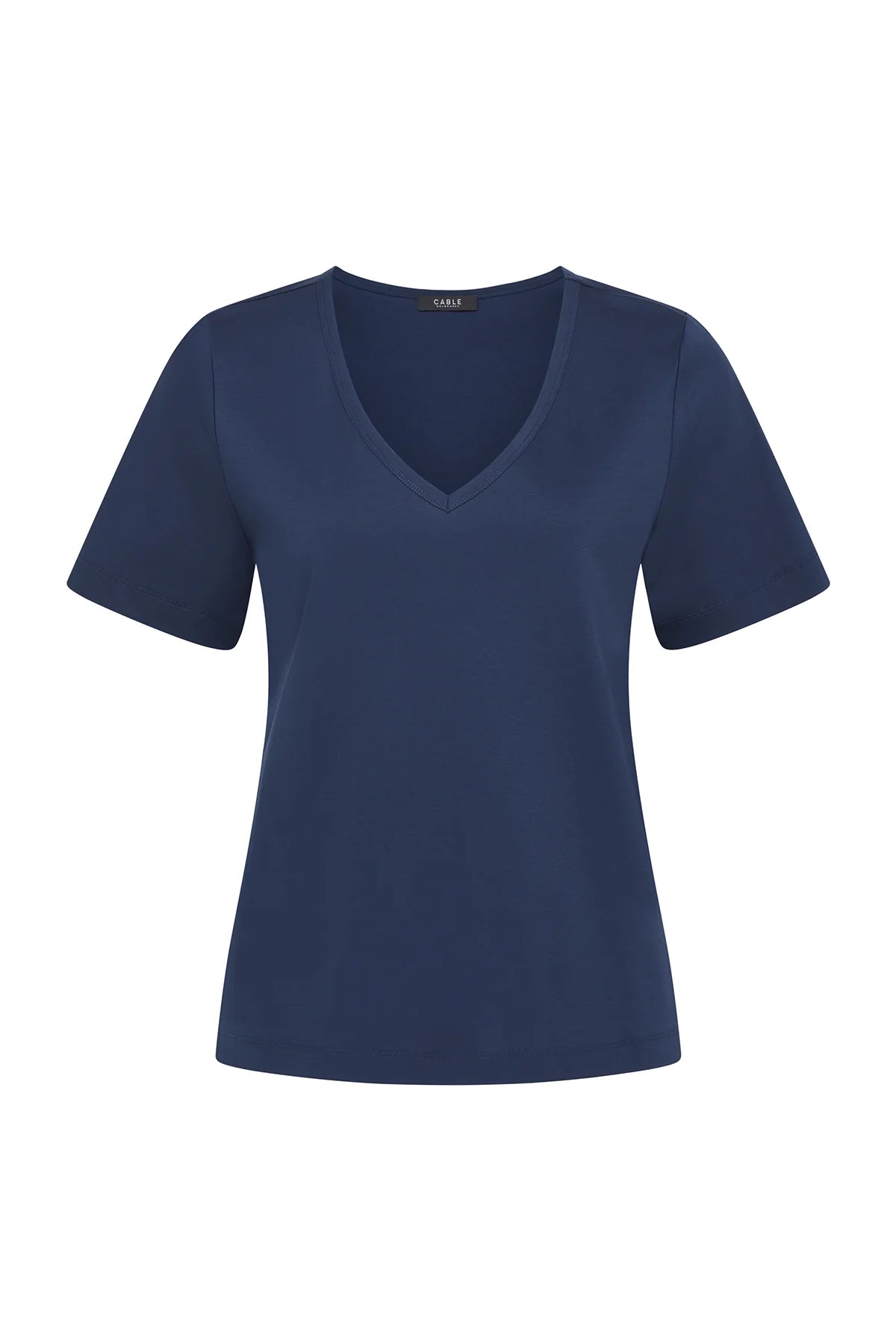 Pima V Neck Tee | Navy