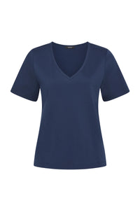 Pima V Neck Tee | Navy