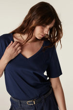Load image into Gallery viewer, Pima V Neck Tee | Navy

