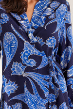 Load image into Gallery viewer, CABLE - Helena Wrap Shirt - Paisley Blue
