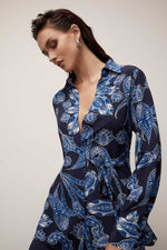 Load image into Gallery viewer, CABLE - Helena Wrap Shirt - Paisley Blue
