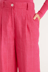 CABLE - Freya Linen Pant - Hot Pink