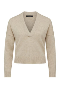 CABLE - Cashwool V Neck Jumper - Oatmeal