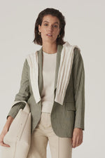 Load image into Gallery viewer, CABLE - Mosman Pinstripe Blazer - Sage Green Pinstripe
