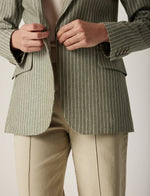 Load image into Gallery viewer, CABLE - Mosman Pinstripe Blazer - Sage Green Pinstripe
