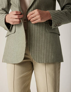 CABLE - Mosman Pinstripe Blazer - Sage Green Pinstripe