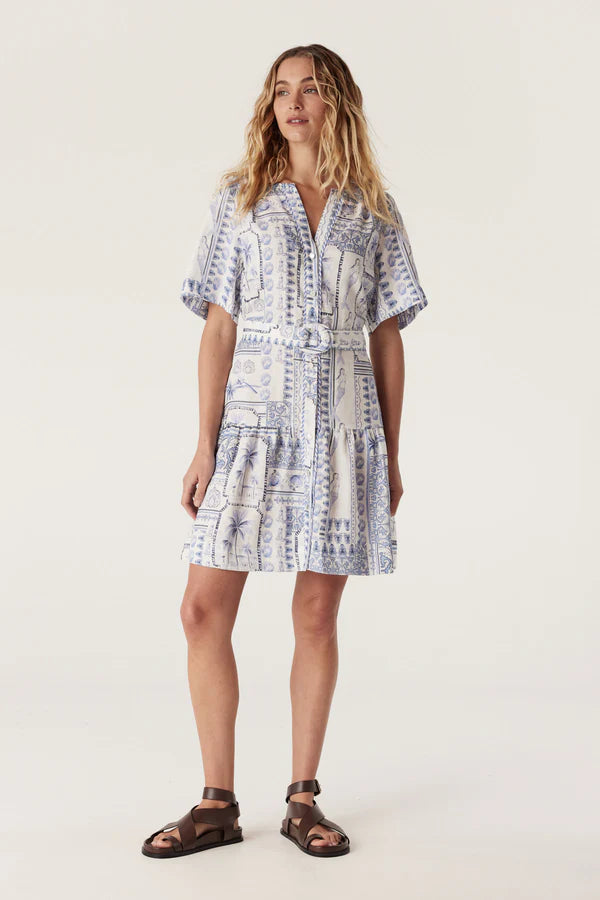 CABLE - Seychelles Linen Dress - Mermaid Print