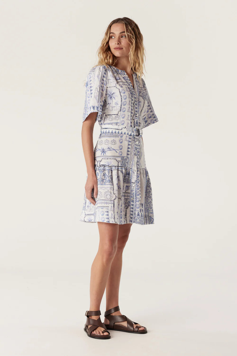 CABLE - Seychelles Linen Dress - Mermaid Print