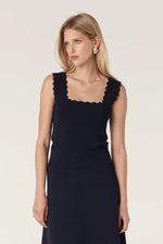 Load image into Gallery viewer, Villa Crepe Knit Scallop Skirt Navy
