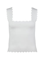 Load image into Gallery viewer, Villa Crepe Knit Scallop Tank White
