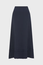 Load image into Gallery viewer, Villa Crepe Knit Scallop Skirt Navy
