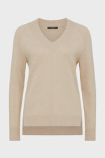 Load image into Gallery viewer, Cotton Cashmere V Neck Jumper Sand
