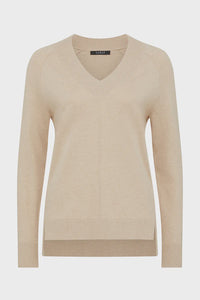 Cotton Cashmere V Neck Jumper Sand
