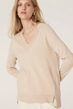 Load image into Gallery viewer, Cotton Cashmere V Neck Jumper Sand
