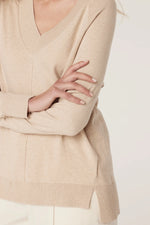 Load image into Gallery viewer, Cotton Cashmere V Neck Jumper Sand
