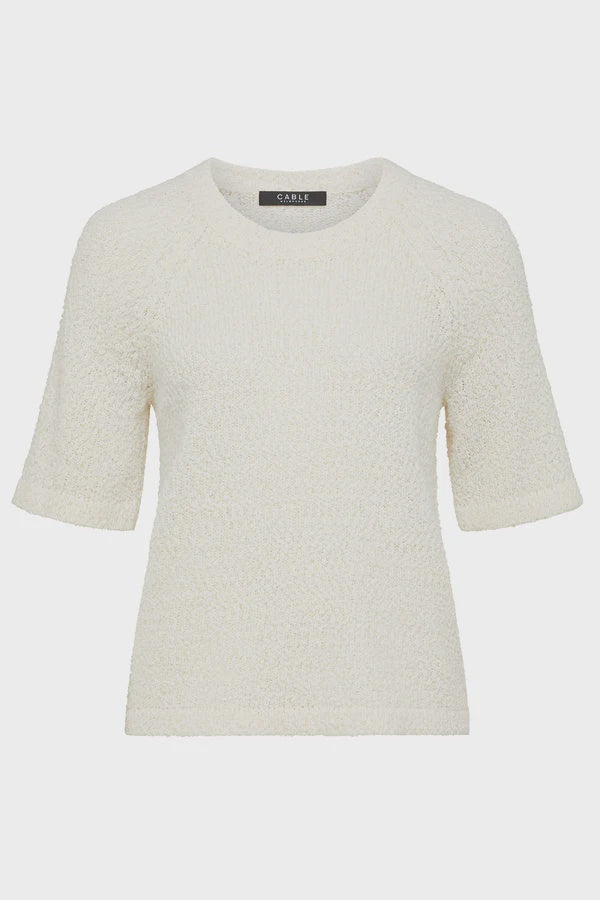 Boucle Knit Crew Top Milk