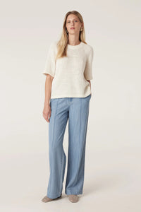 Boucle Knit Crew Top Milk
