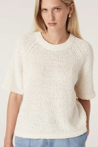 Boucle Knit Crew Top Milk