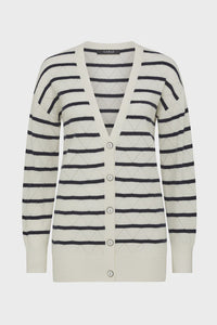 Cashwool Cardigan Navy Stripe