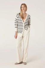 Load image into Gallery viewer, Cashwool Cardigan Navy Stripe
