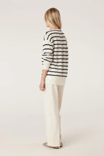 Load image into Gallery viewer, Cashwool Cardigan Navy Stripe
