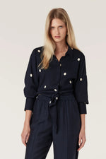 Load image into Gallery viewer, Muse Blouse Navy Spot
