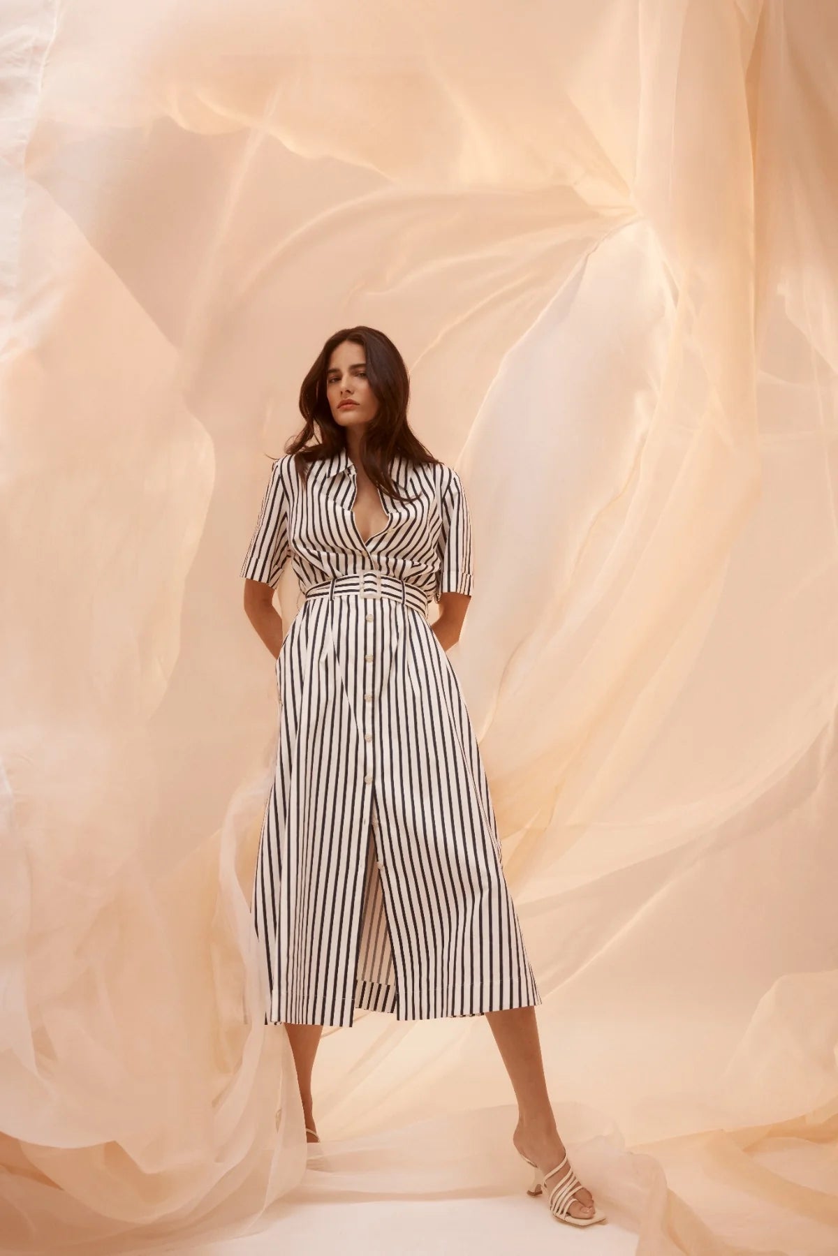 Lina Stripe Shirt Dress Navy Stripe