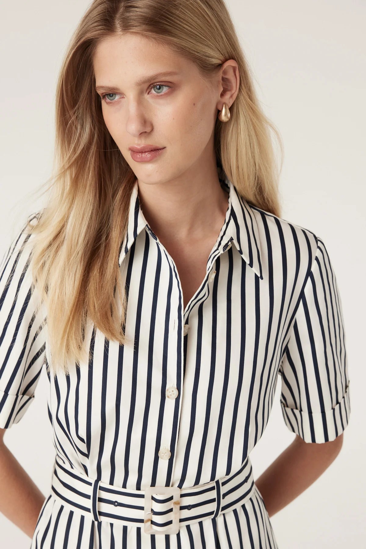 Lina Stripe Shirt Dress Navy Stripe