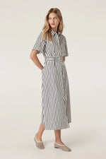 Load image into Gallery viewer, Lina Stripe Shirt Dress Navy Stripe
