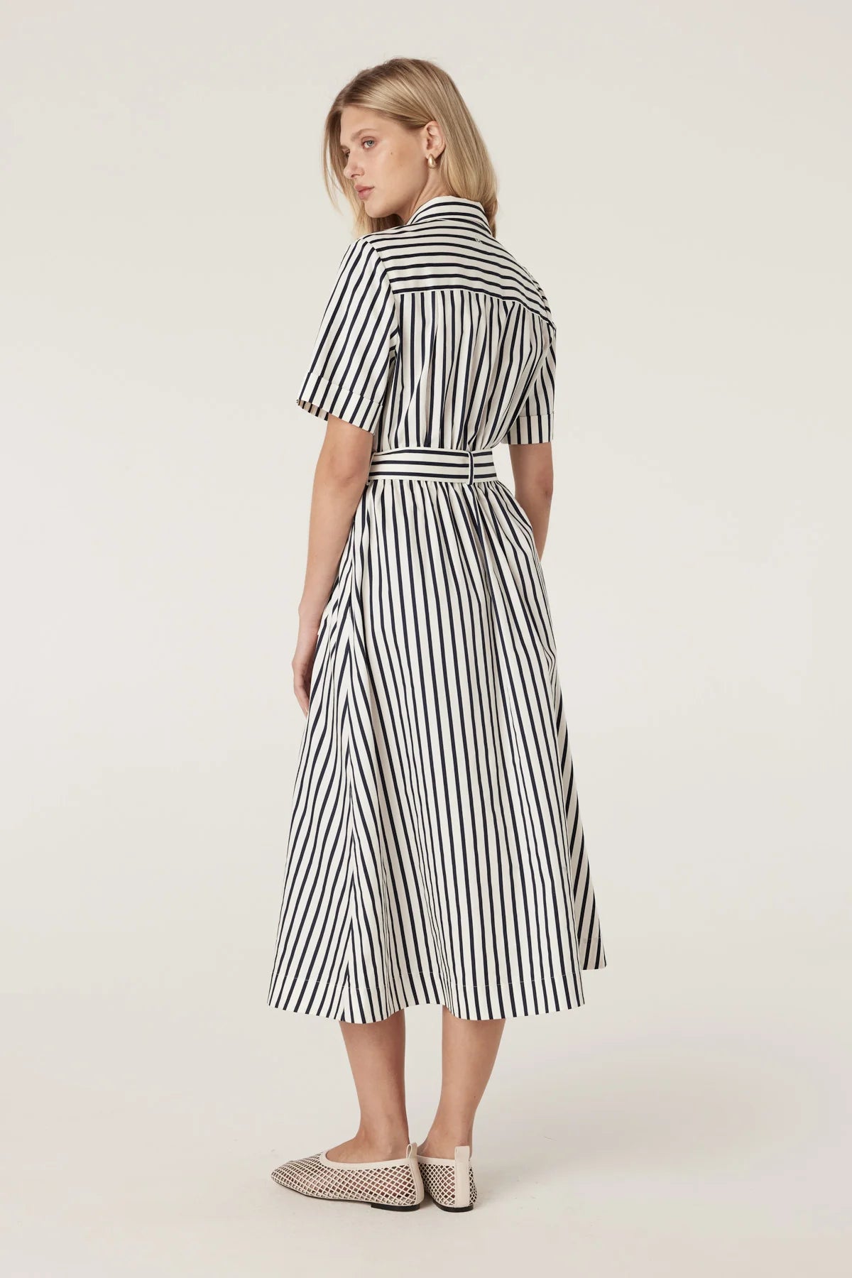 Lina Stripe Shirt Dress Navy Stripe