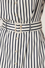 Load image into Gallery viewer, Lina Stripe Shirt Dress Navy Stripe
