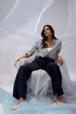 Load image into Gallery viewer, Lina Stripe Shirt Navy Stripe
