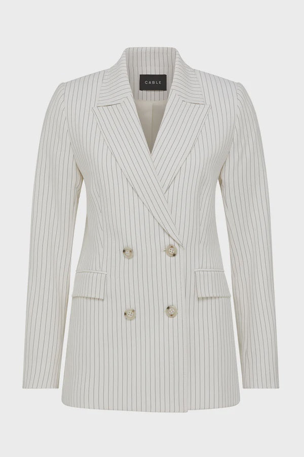 Leopold Pinstripe Blazer Ivory Pinstripe