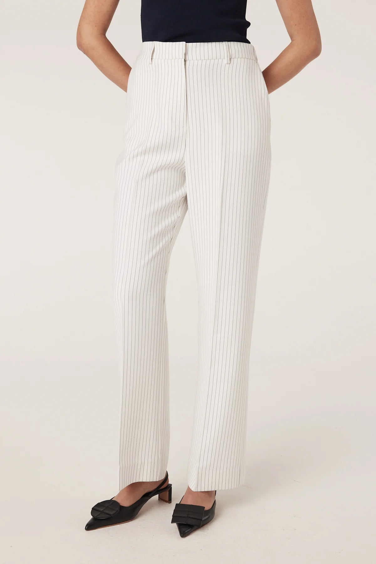 Tate Pinstripe Pant Ivory Pinstripe